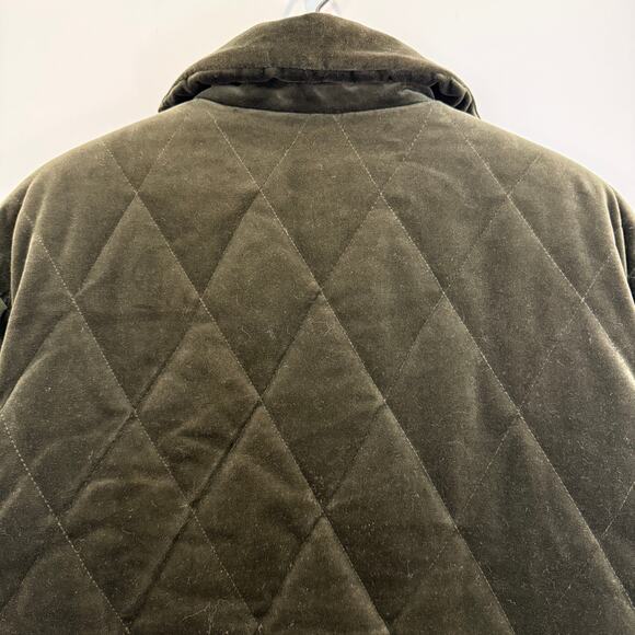 Y2K Talbots Velour Jacket XS Velvet Green Quilted Puffer Vintage - Picture 8 of 14
